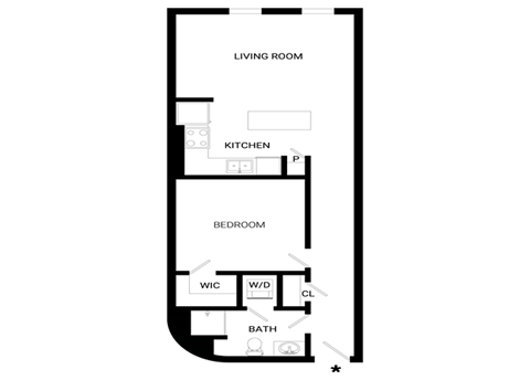 Abound Floor Plan | 633 Sq. Ft. at Mayton Transfer Lofts, Petersburg, 23803